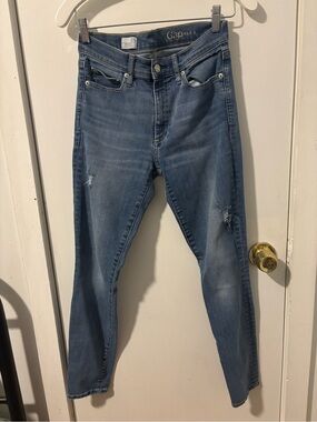 GAP Women's Medium Blue Skinny Jeans with Light Distressing